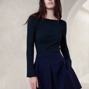 Banana Republic Cece Flare Sleeve Sweater Top Dark Navy Medium